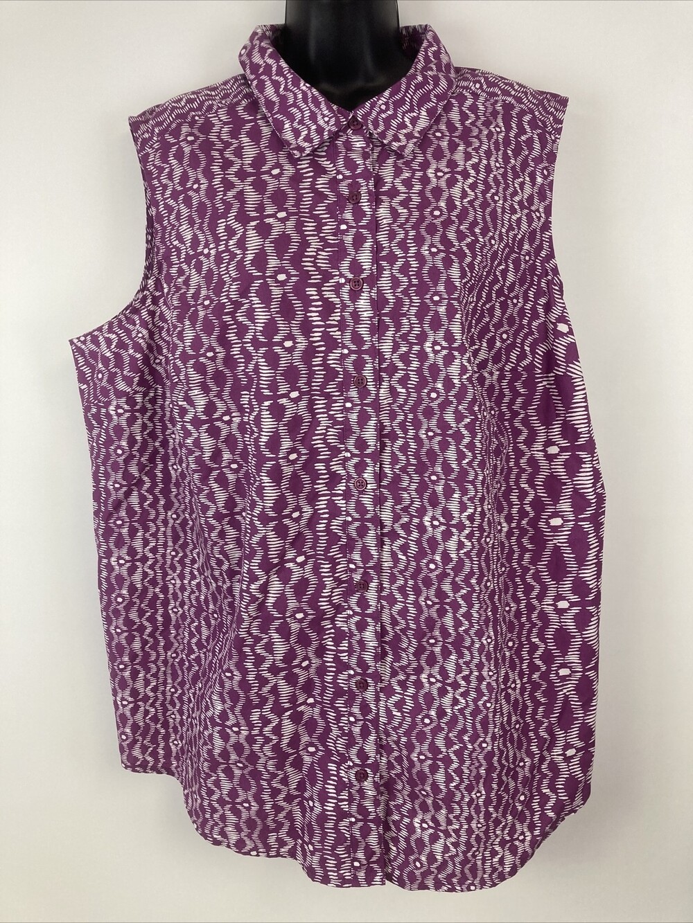 Roaman's Plus 22W Sleeveless Purple Abstract Tank Top Shirt